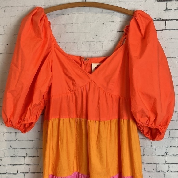 ANTHROPOLOGIE Farm Rio Tiered Colorblocked Maxi Dress XXS Petite Maximalist Boho - Picture 8 of 16